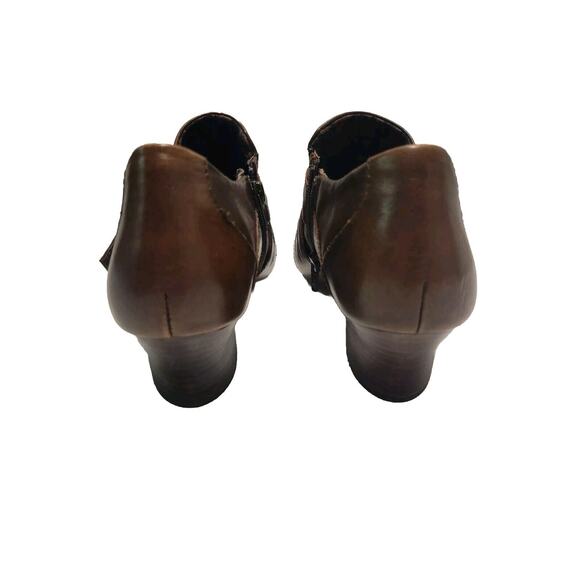 Born Dark Brown Women's Criss Cross Strap Buckle Zip Leather Ankle Boots Size 9 - Picture 4 of 5